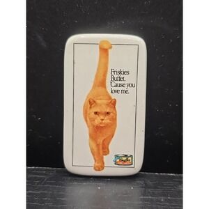 Friskies Buffet Magnet Orange Cat Advertising‎ Ceramic Refrigerator 1986